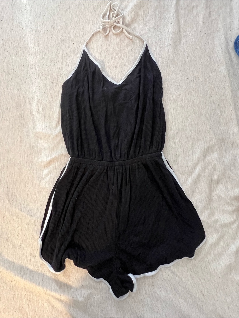 Forever 21 Black Halter One-Piece with White Trim